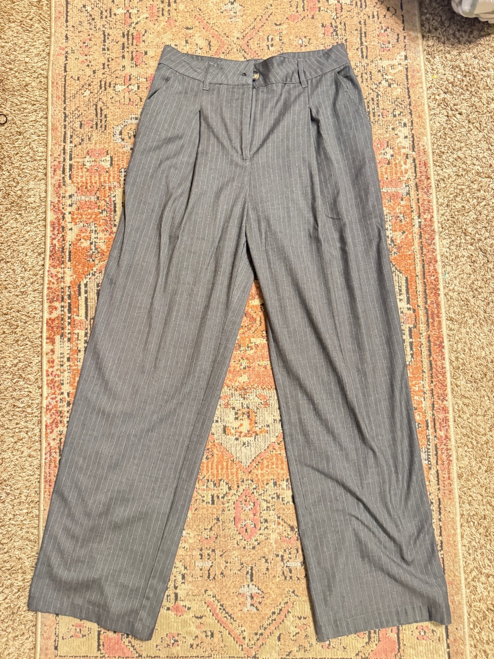 wild fable Gray Pinstripe Wide-Leg Dress Pants